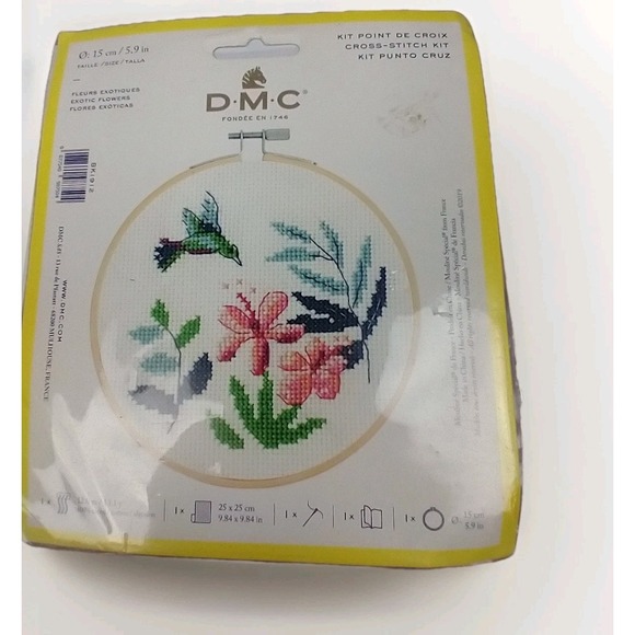 Dmc Other - DMC Cross Stitch Kit Exotic Flowers Hummingbird 5.9" Hoop